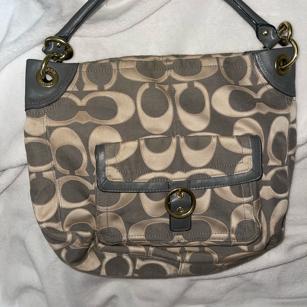 Coach Gray Signature Shoulder Bag